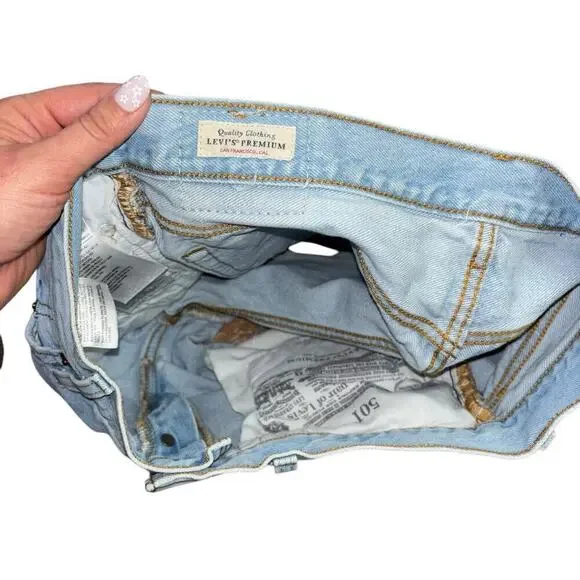 Levi’s Distressed Cut Off Cotton Denim Shorts Women's 28 Western Cowgirl Summer - Picture 7 of 14